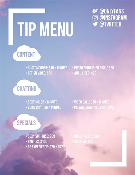 tip menu ideas|OnlyFans Menu Ideas, Tips & Examples (3 Free Templates)